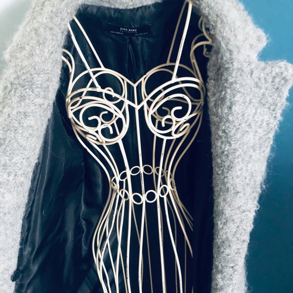 Zara gray midi-length fuzzy coat - Picture 5 of 5